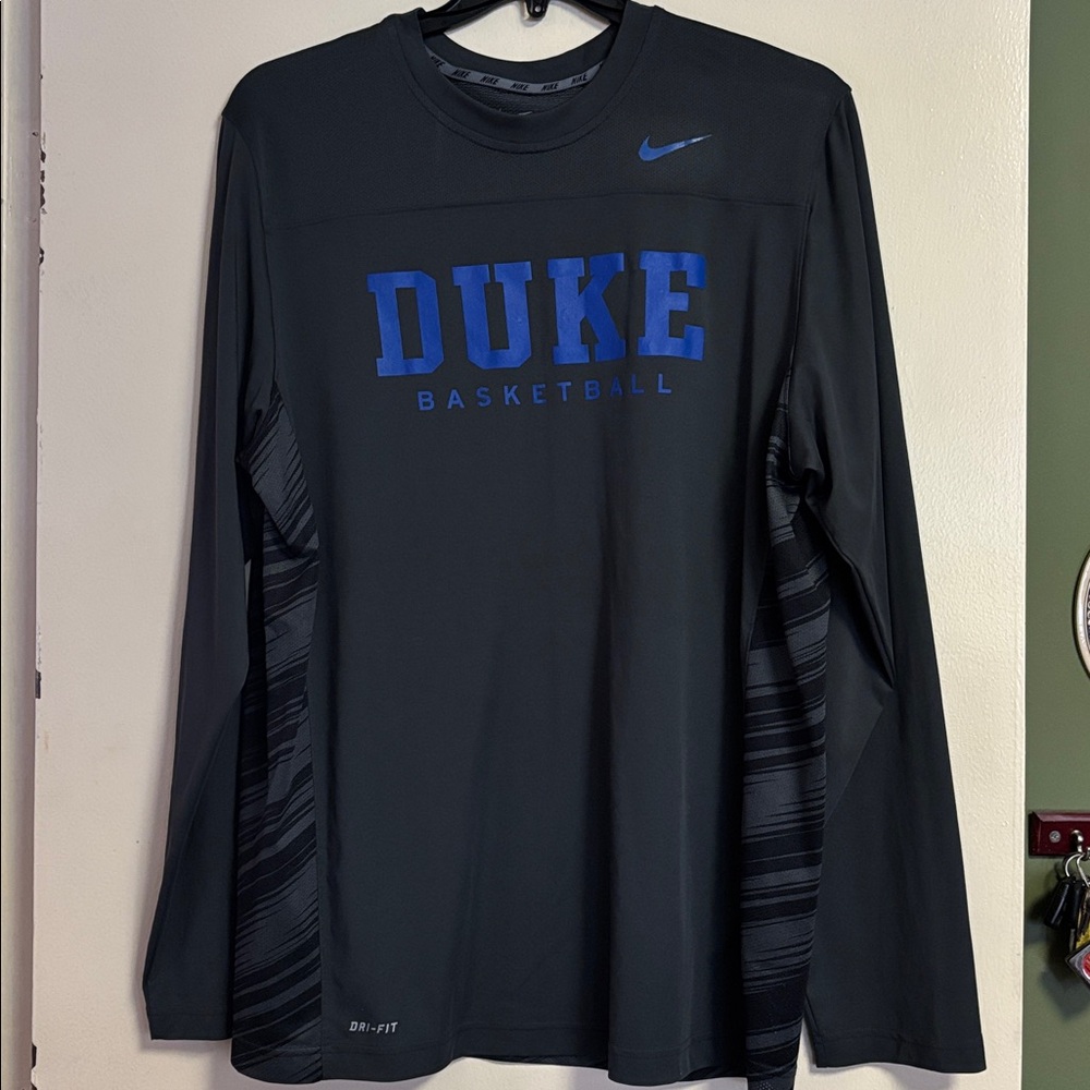 DUKE BLUE DEVILS Nike Men's Black and Blue Long Sleeve Shirt Dri-Fit XL